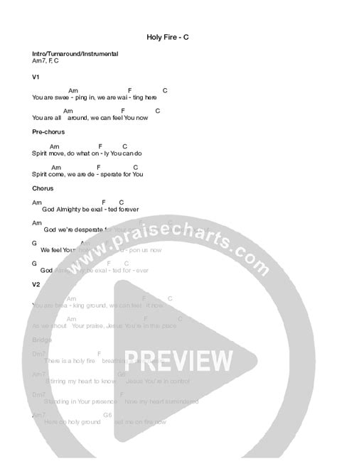 Holy Fire Chords Pdf Equippers Worship Praisecharts