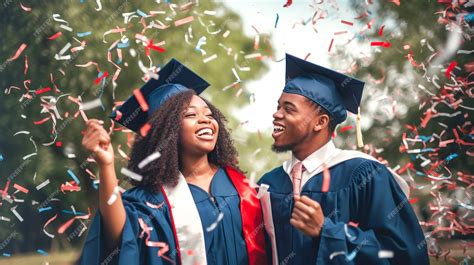 Premium AI Image | Happy African American Graduating Students ...