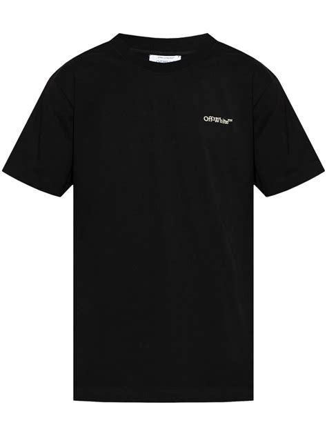 Off White Logo Print Cotton T Shirt Black Farfetch