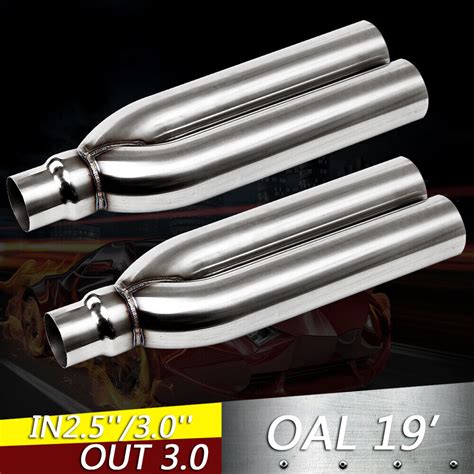 25 3 Inletoutlet Blast Pipes Exhaust Stainless Universal Muffler