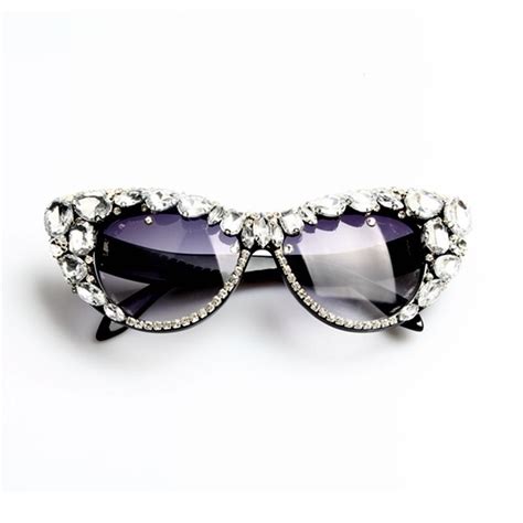 Oversized Colorful Rhinestone Cat Eyes Sunglasses Waamii Funky