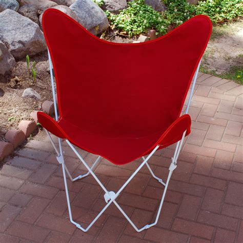 Red Butterfly Chair And Cover Combination With White Frame Algoma Net