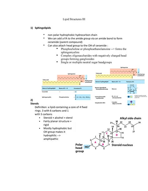 Lipid Structures Iii Lipid Structures Iii Sphingolipids Non Polar