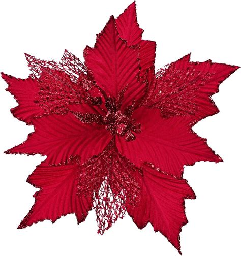 Dolicer 6pcs Artificial Christmas Flower Red Poinsettia