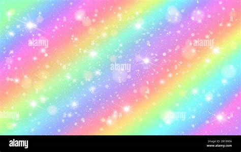 Glitters rainbow sky. Shiny rainbows pastel color magic fairy starry ...