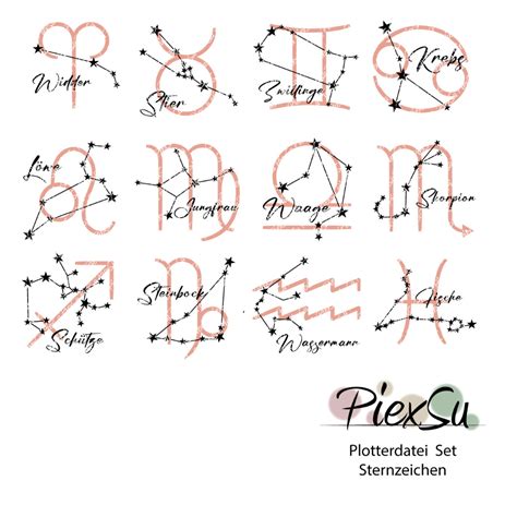 Plotterdatei Set Sternzeichen Dxf Svg Png Piexsu