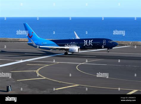 TUI Germany Boeing 737 aircraft landing at Madeira Airport with ...