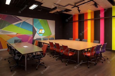 Premium AI Image | colorful conference room by searchlights