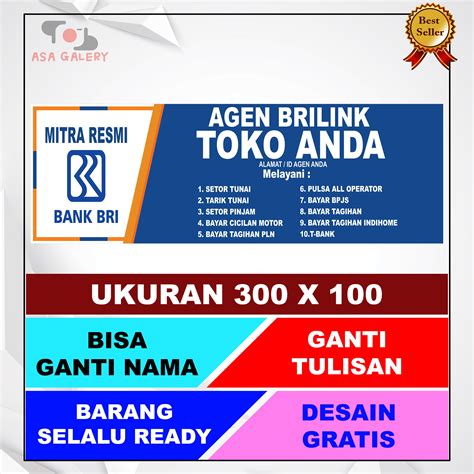 Spanduk Banner Agen Brilink Ukuran X Bisa Ganti Nama Dan