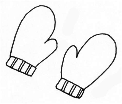 Two Mittens Drawn In Black And White On A White Background One Is