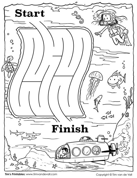 Kindergarten Maze 01 Bw Tims Printables