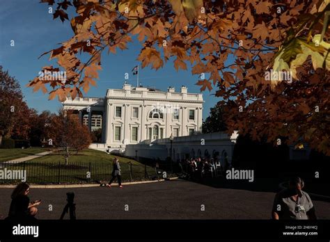 Fall Foliage On The North Lawn Of The White House In Washington DC On