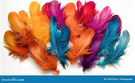 Collection of Hen Feathers in an Array of Stunning Colors Stock ...