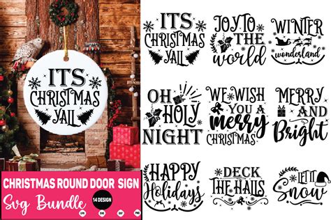 Christmas Round Door Sign Svg Bundle Graphic By Craftssvg30 · Creative