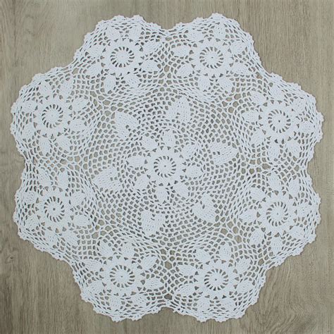 Kilofly Handmade Crochet Cotton Lace Table Sofa Doily Waterlily Beige 30 Inch