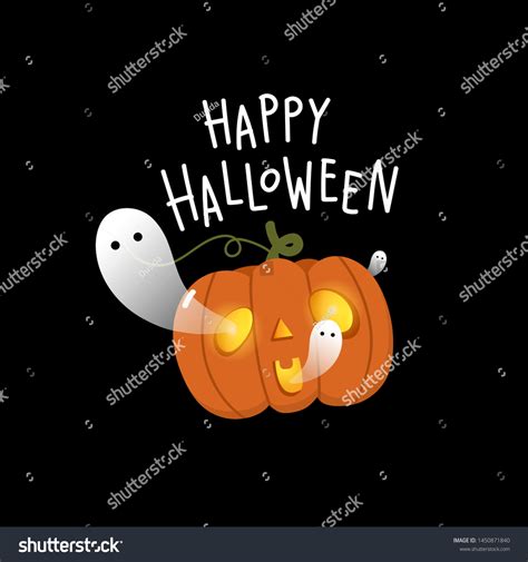 Happy Halloween Background Cute Spooky Ghosts Stock Vector (Royalty ...