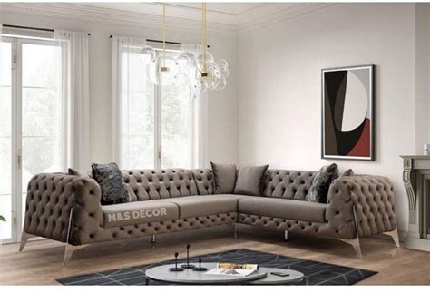 Chesterfield Modern L Shape Corner Sofa Set Manufacturer Supplier From