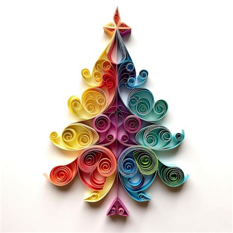 Premium Photo A Colorful Paper Christmas Tree On A White Surface