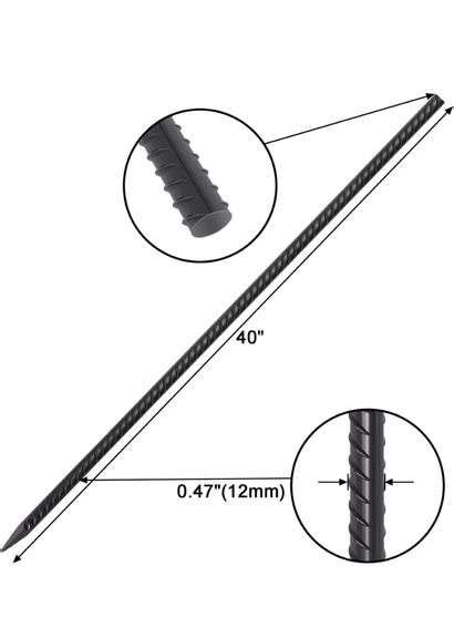 AAGUT 10 Pcs 40 Lnches Steel Rebar Stakes Heavy Duty Straight Landscpe