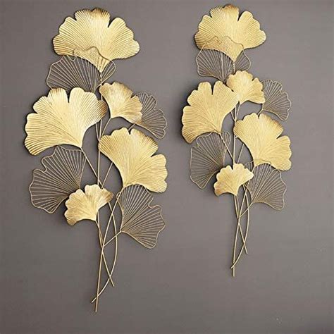 Graceful Metal Art Wandbehang Skulptur Golden Ginkgo Leaf Wohnzimmer