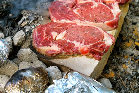 How To Cook Steak On A Rock Campfire Cookin Happy Belly Foodie