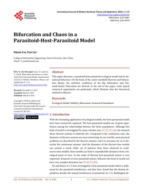 PDF Bifurcation And Chaos In A Parasitoid Host Parasitoid Model