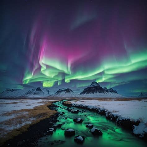 Premium AI Image | Aurora Borealis In Iceland Northern Lights in Iceland Polar Lights in Iceland ...