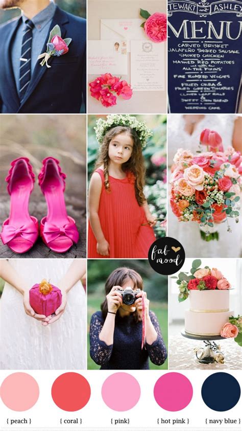 Coral Pink And Navy Blue Wedding Palette Summer Wedding