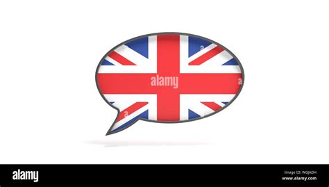 Speak English Concept Uk Flag Speech Bubble Isolated Against White