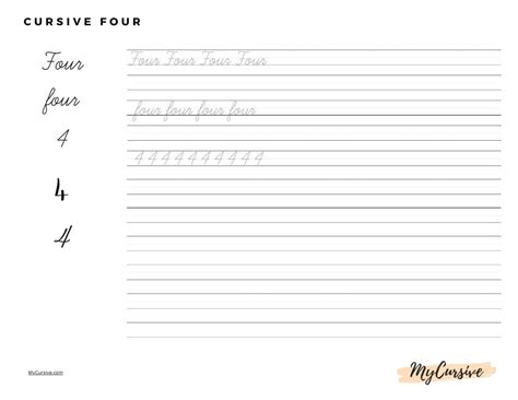 Cursive Four [Instructions, Worksheets, and Printable Designs] - My Cursive