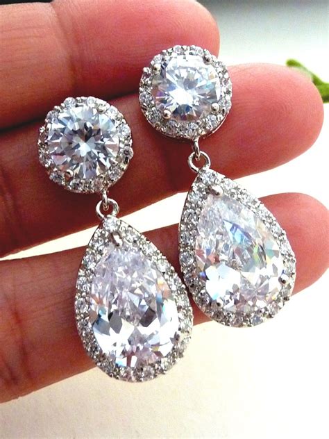 Bridal Earrings Kim Kardashian Inspired High Quality LARGE