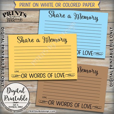 Share a Memory Card, Share Memories, Write a Memory, Please Leave a