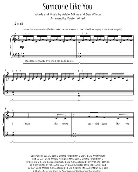 Someone Like You By Adele Easy Piano Sheet Music Download