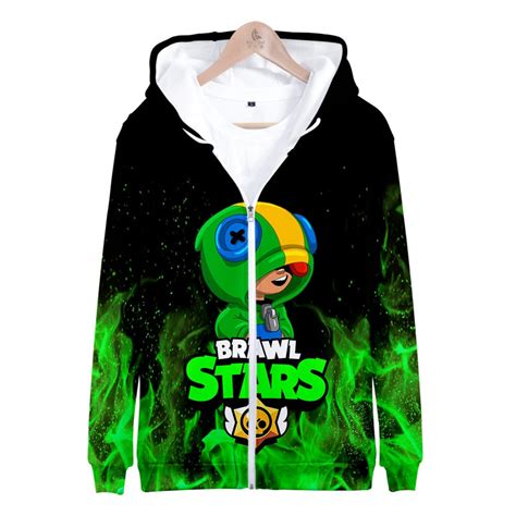 Brawl Stars Hoodie Leon Default Zipper Up Sweatshirt Brawler Stars