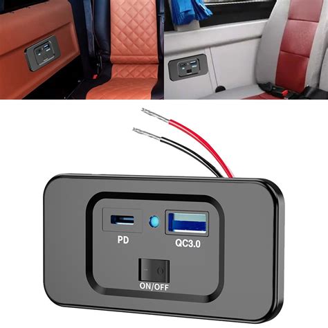 W Dual Usb Pd Qc Car Boat Rv Fast Charger Socket Led Power Outlet