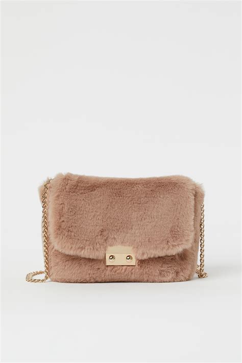 Faux Fur Shoulder Bag Beige Ladies Handm Us