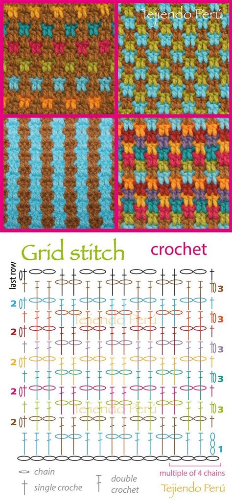 Crochet Grid Stitch Pattern Chart Or Diagram You Can Make A Lot Of