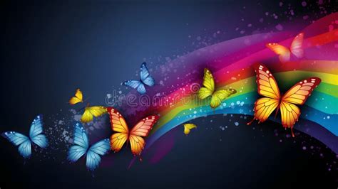 Background Of Butterflies Of Different Colors Rainbow Different Sizes