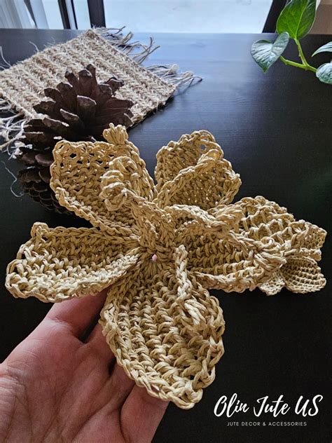 Raffia Blooms Crocheted Cherry Blossoms In Elegant Beige Etsy