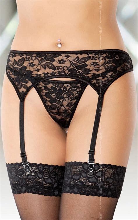 Softline Dames Lingerie Jarretels Met Kanten G String En Kousenband Sexy Kanten