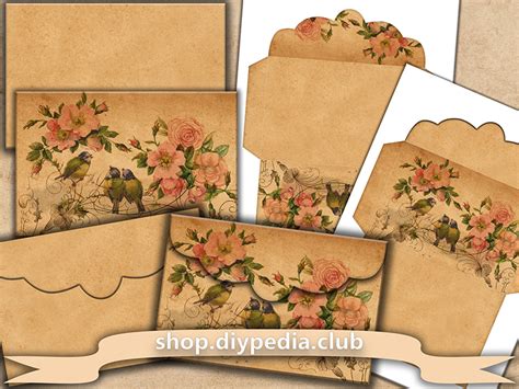 2 Vintage Floral Printable Envelope Templates 15 Shopdiypediaclub