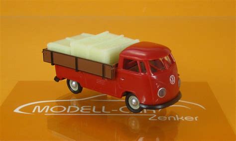 Brekina 32974 VW T1b Mit Westfalia Pritsche Und Ladegut Rot TD