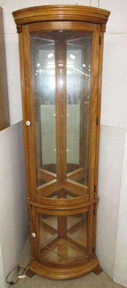 Oak Lighted Curio Cabinet With Five Glass Shelves Albrecht Auction Service