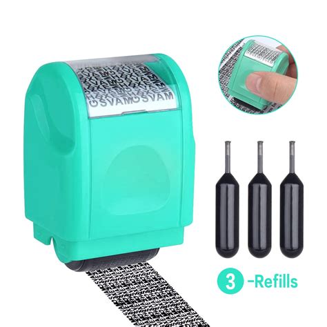 Identity Theft Protection Roller Stamps Refillable Guard Your ID