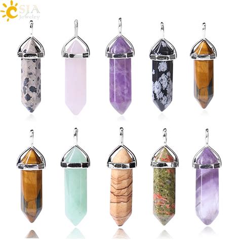 Aliexpress Buy CSJA Bullet Shape Natural Stone Pendant Real