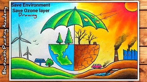 Save Environment Drawing Save Ozone Layer Drawing Climate Change