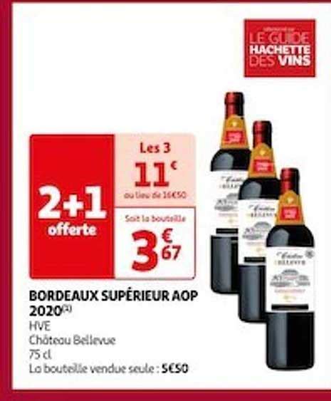 Promo Bordeaux Supérieur Aop 2020 Hve Château Bellevue chez Auchan