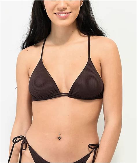 Sunsets Inc Damsel Chestnut Flat Ribbed Triangle Bikini Top Mall Of