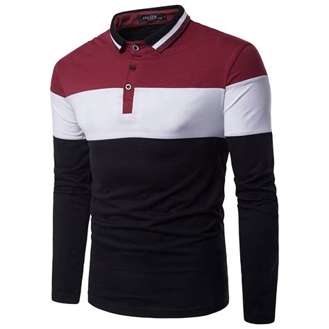 Polos Shirt Three Color Combinations Contrast Color Striped Collar