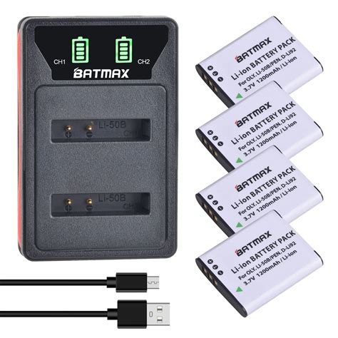 Batmax Li 50B Li50B Bateria D Li92 Battery LED Dual Charger With Type C